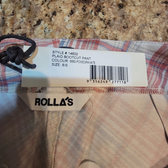 Rolla's PLAID CHECK BOOTCUT PANT POMEGRANATE Women's Size Small NWT - Picture 9 of 13
